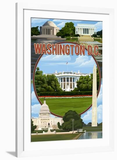 Washington DC - Montage-Lantern Press-Framed Art Print