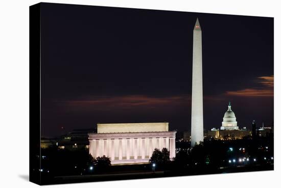 Washington DC National Mall at Sunrise, including Lincoln Memorial, Monument and United States Capi-Orhan-Stretched Canvas