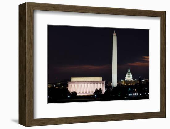 Washington DC National Mall at Sunrise, including Lincoln Memorial, Monument and United States Capi-Orhan-Framed Photographic Print