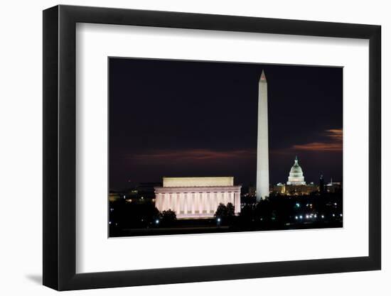 Washington DC National Mall at Sunrise, including Lincoln Memorial, Monument and United States Capi-Orhan-Framed Photographic Print