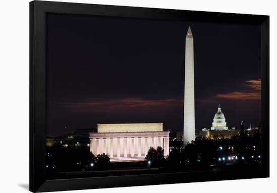 Washington DC National Mall at Sunrise, including Lincoln Memorial, Monument and United States Capi-Orhan-Framed Photographic Print