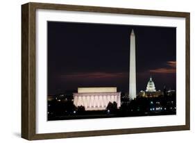 Washington DC National Mall at Sunrise, including Lincoln Memorial, Monument and United States Capi-Orhan-Framed Photographic Print