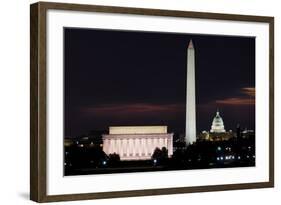 Washington DC National Mall at Sunrise, including Lincoln Memorial, Monument and United States Capi-Orhan-Framed Photographic Print