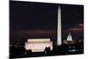 Washington DC National Mall at Sunrise, including Lincoln Memorial, Monument and United States Capi-Orhan-Mounted Photographic Print