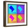 Washington DC Pop Art Map 1-NaxArt-Framed Art Print