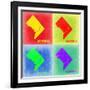 Washington DC Pop Art Map 2-NaxArt-Framed Art Print