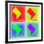 Washington DC Pop Art Map 2-NaxArt-Framed Art Print