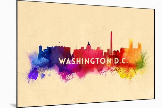 Washington, DC - Skyline Abstract-Lantern Press-Mounted Art Print