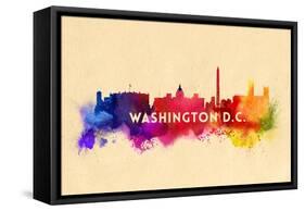 Washington, DC - Skyline Abstract-Lantern Press-Framed Stretched Canvas