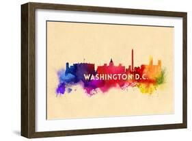 Washington, DC - Skyline Abstract-Lantern Press-Framed Art Print