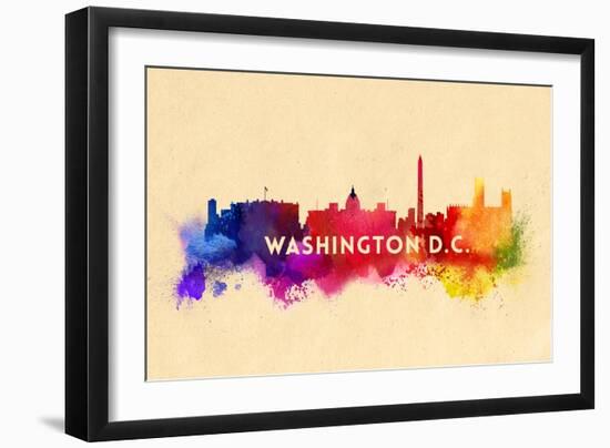 Washington, DC - Skyline Abstract-Lantern Press-Framed Art Print