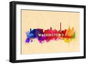 Washington, DC - Skyline Abstract-Lantern Press-Framed Art Print