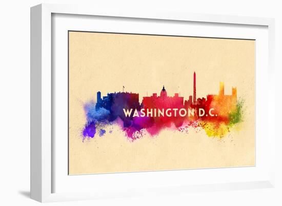 Washington, DC - Skyline Abstract-Lantern Press-Framed Art Print