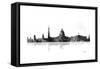 Washington DC Skyline BG 1-Marlene Watson-Framed Stretched Canvas