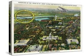 Washington DC - Spirit of St. Louis Sister Plane Flying over District of Columbia-Lantern Press-Stretched Canvas