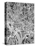 Washington DC Street Map-Michael Tompsett-Stretched Canvas