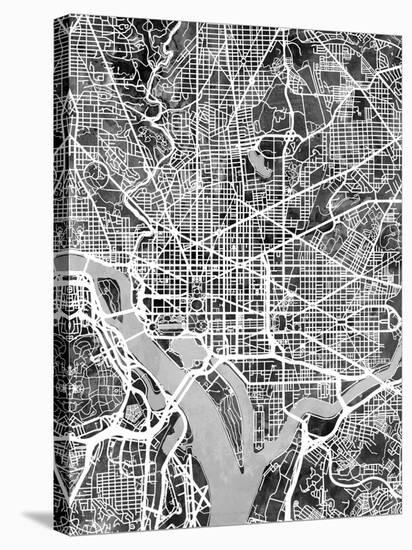 Washington DC Street Map-Michael Tompsett-Stretched Canvas