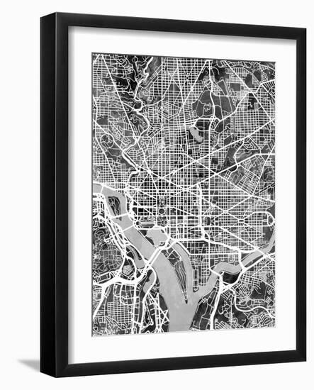 Washington DC Street Map-Michael Tompsett-Framed Art Print