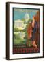 Washington, DC Travel Poster-null-Framed Art Print