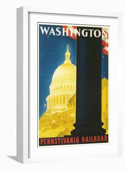 Washington, DC Travel Poster-null-Framed Premium Giclee Print