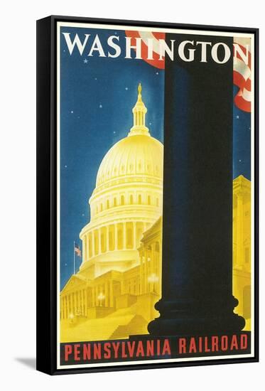 Washington, DC Travel Poster-null-Framed Stretched Canvas