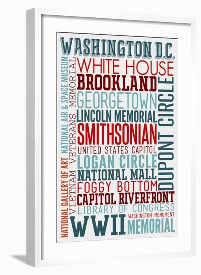 Washington DC - Typography-Lantern Press-Framed Art Print