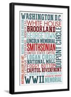 Washington DC - Typography-Lantern Press-Framed Art Print