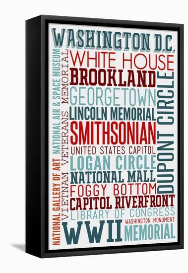 Washington DC - Typography-Lantern Press-Framed Stretched Canvas