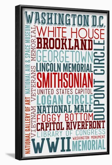 Washington DC - Typography-Lantern Press-Framed Art Print