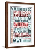 Washington DC - Typography-Lantern Press-Framed Art Print