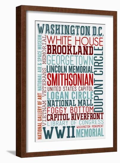 Washington DC - Typography-Lantern Press-Framed Art Print