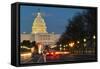 Washington Dc, United States Capitol Building Night View from from Pennsylvania Avenue with Car Lig-Orhan-Framed Stretched Canvas