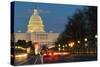 Washington Dc, United States Capitol Building Night View from from Pennsylvania Avenue with Car Lig-Orhan-Stretched Canvas