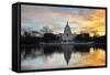 Washington Dc, United States Capitol Building with Mirror Reflection in Sunrise-Orhan-Framed Stretched Canvas