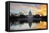 Washington Dc, United States Capitol Building with Mirror Reflection in Sunrise-Orhan-Framed Stretched Canvas