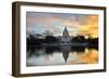 Washington Dc, United States Capitol Building with Mirror Reflection in Sunrise-Orhan-Framed Photographic Print