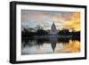 Washington Dc, United States Capitol Building with Mirror Reflection in Sunrise-Orhan-Framed Photographic Print