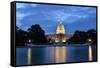 Washington Dc, US Capitol Building in a Cloudy Sunrise with Mirror Reflection-Orhan-Framed Stretched Canvas