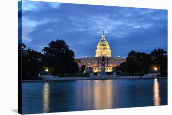 Washington Dc, US Capitol Building in a Cloudy Sunrise with Mirror Reflection-Orhan-Stretched Canvas