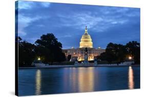 Washington Dc, US Capitol Building in a Cloudy Sunrise with Mirror Reflection-Orhan-Stretched Canvas