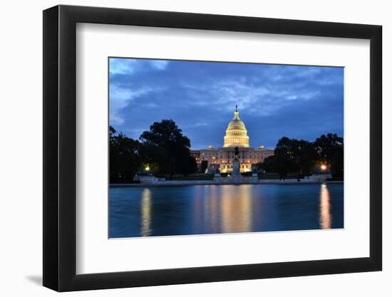 Washington Dc, US Capitol Building in a Cloudy Sunrise with Mirror Reflection-Orhan-Framed Photographic Print