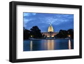 Washington Dc, US Capitol Building in a Cloudy Sunrise with Mirror Reflection-Orhan-Framed Photographic Print