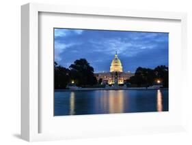 Washington Dc, US Capitol Building in a Cloudy Sunrise with Mirror Reflection-Orhan-Framed Photographic Print