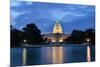 Washington Dc, US Capitol Building in a Cloudy Sunrise with Mirror Reflection-Orhan-Mounted Photographic Print