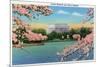 Washington DC, View of the Lincoln Memorial through Blossoming Cherry Trees-Lantern Press-Mounted Premium Giclee Print