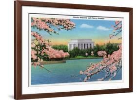 Washington DC, View of the Lincoln Memorial through Blossoming Cherry Trees-Lantern Press-Framed Art Print