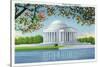 Washington, DC, View of the Thomas Jefferson Memorial, Cherry Trees-Lantern Press-Stretched Canvas