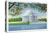 Washington, DC, View of the Thomas Jefferson Memorial, Cherry Trees-Lantern Press-Stretched Canvas