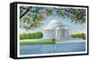 Washington, DC, View of the Thomas Jefferson Memorial, Cherry Trees-Lantern Press-Framed Stretched Canvas