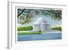 Washington, DC, View of the Thomas Jefferson Memorial, Cherry Trees-Lantern Press-Framed Art Print